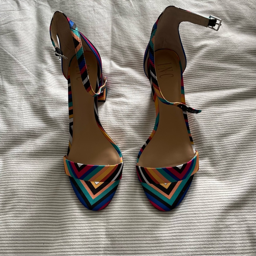 NEW I.N.C Stripe Open Toe Heels